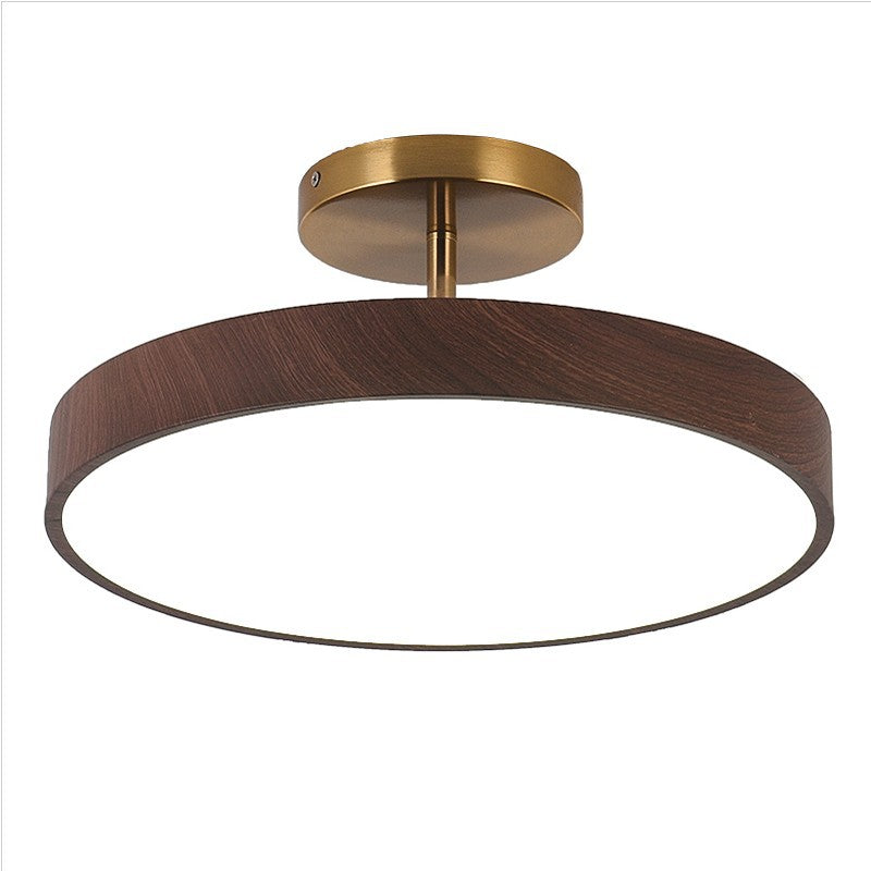 Japanese Wabi-sabi Simplistic Wood Grain Round LED Semi-Flush Mount Lamp-Orizon Depot