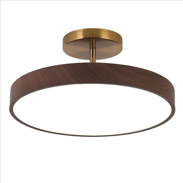 Japanese Wabi-sabi Simplistic Wood Grain Round LED Semi-Flush Mount Lamp-Orizon Depot