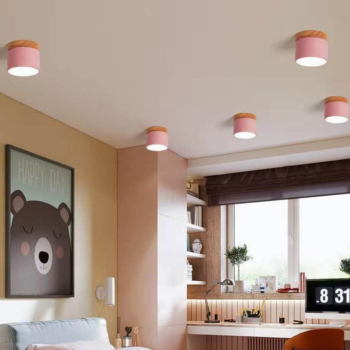 Scandinavian Minimalist Solid Color Log LED Flush Mount Ceiling Lamp-Orizon Depot