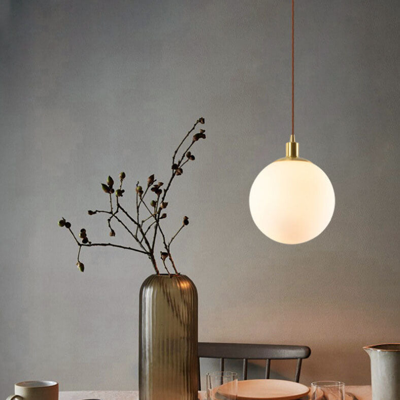 Nordic Modern Minimalist White Orb One-Light Pendant Lamp-Orizon Depot