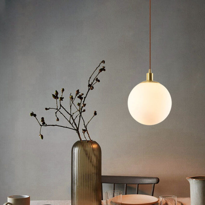 Nordic Modern Minimalist White Orb One-Light Pendant Lamp-Orizon Depot