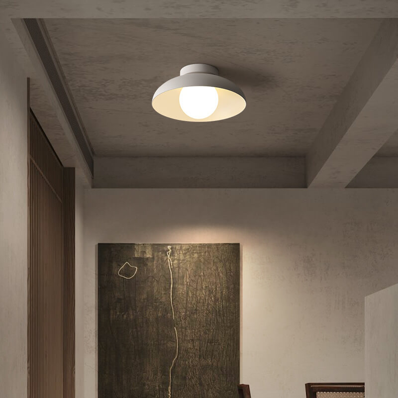 Japanese Wabi-Sabi Iron Glass 1-Light Semi-Flush Mount Lamp
