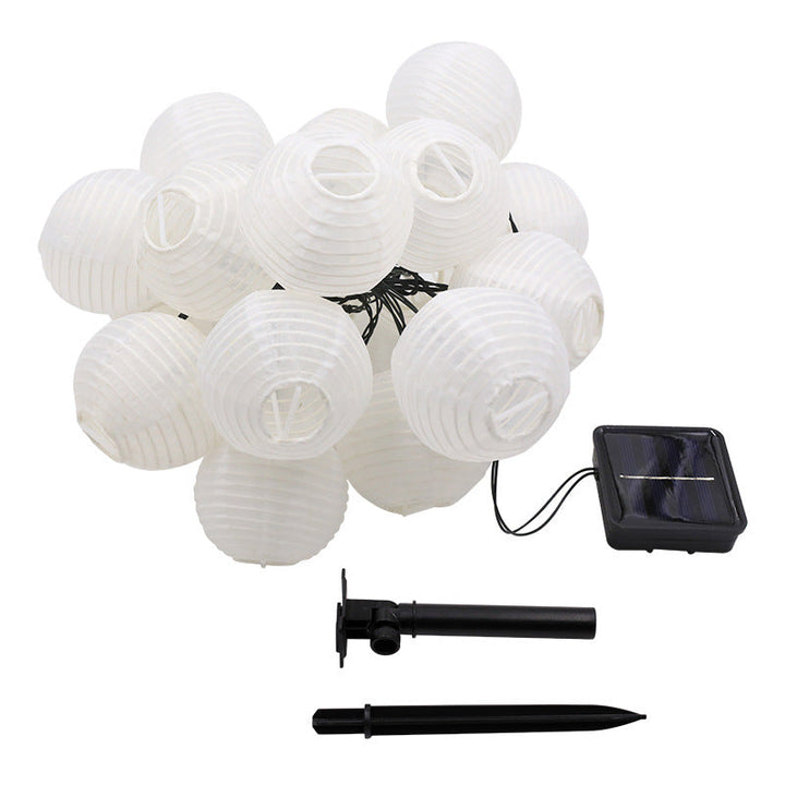 Modern Fabric Lantern Ball LED String Lights – Solar Powered Waterproof Outdoor Decor-Orizon Depot