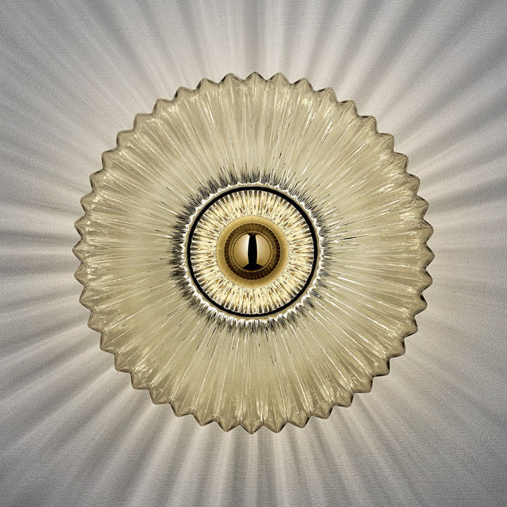 Vintage Glass Wall Sconce | Striped Round Disc Light Fixture