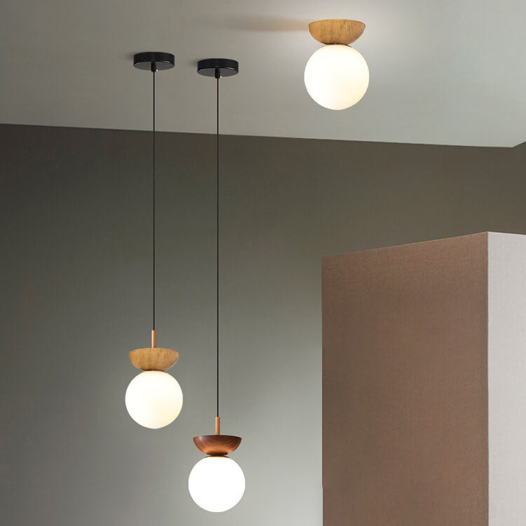 Modern Minimalist Glass Iron Orb 1-Light Semi-Flush Mount Light/Pendant Lamp for Bed Room-Orizon Depot