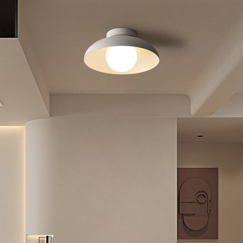 Japanese Wabi-Sabi Iron Glass 1-Light Semi-Flush Mount Lamp