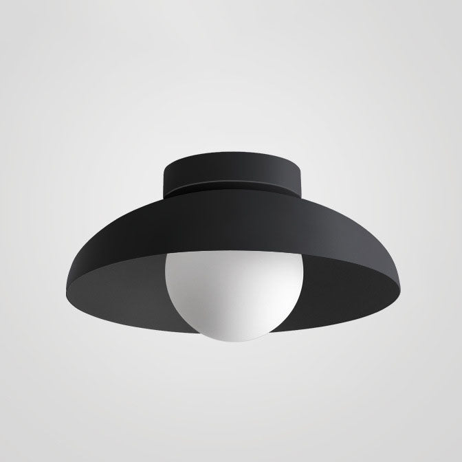 Japanese Wabi-Sabi Iron Glass 1-Light Semi-Flush Mount Lamp