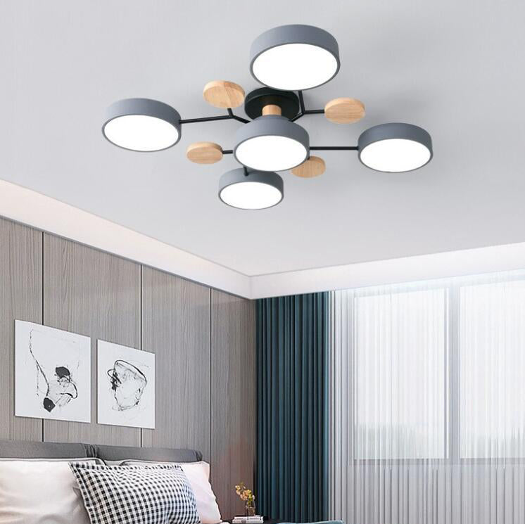 Contemporary Scandinavian Round Molecule Branch Design LED Semi-Flush Mount Ceiling Lamp For Bed Room