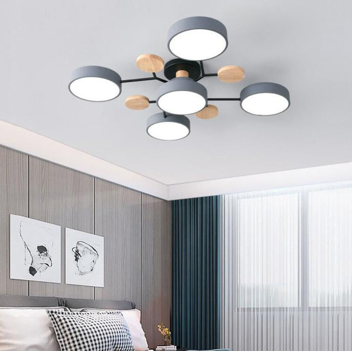 Contemporary Scandinavian Round Molecule Branch Design LED Semi-Flush Mount Ceiling Lamp For Bed Room-Orizon Depot