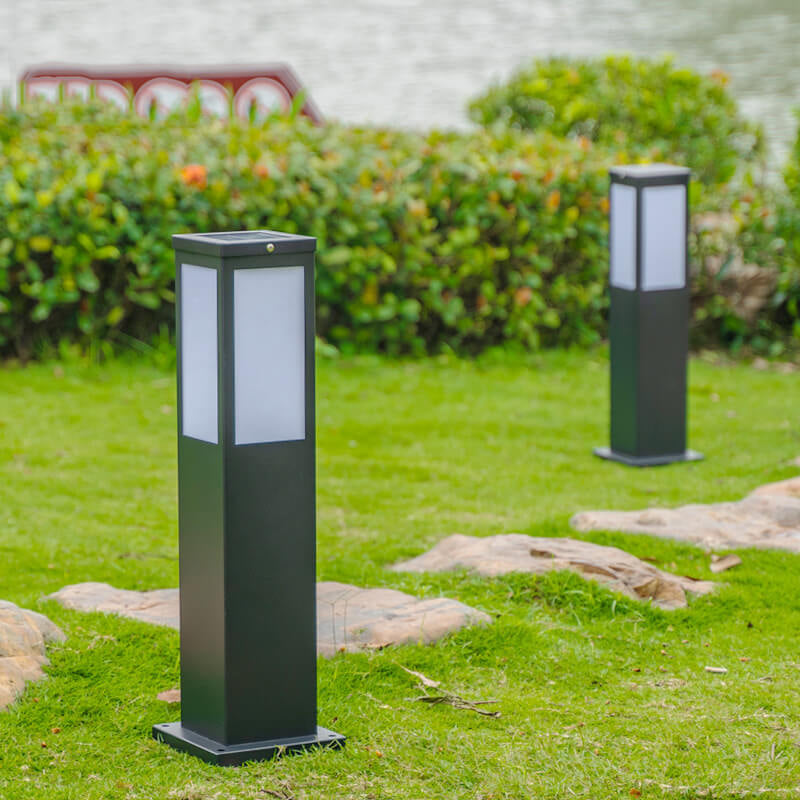 Modern Solar Square Column Outdoor Waterproof Lawn Path Lamp-Orizon Depot