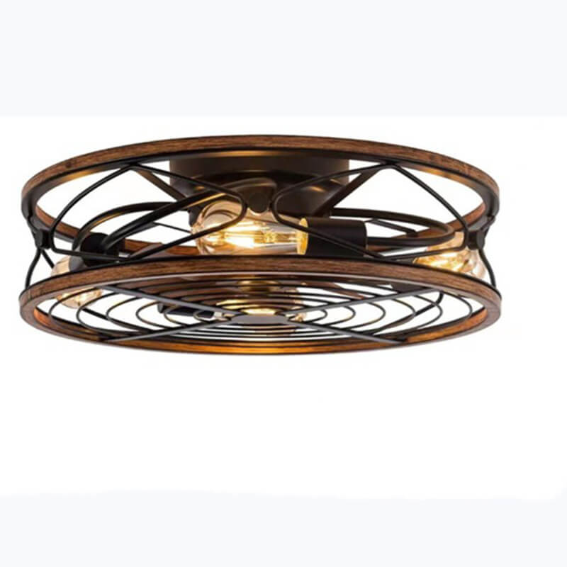 Nordic Industrial Wrought Iron Tubular 4-Light Flush Mount Ceiling Invisible Fan Light-Orizon Depot