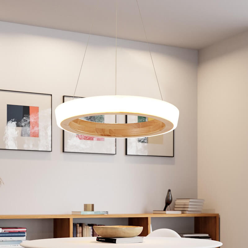 Japanese Minimalist Log Circle LED Island Chandelier for Modern Living-Orizon Depot