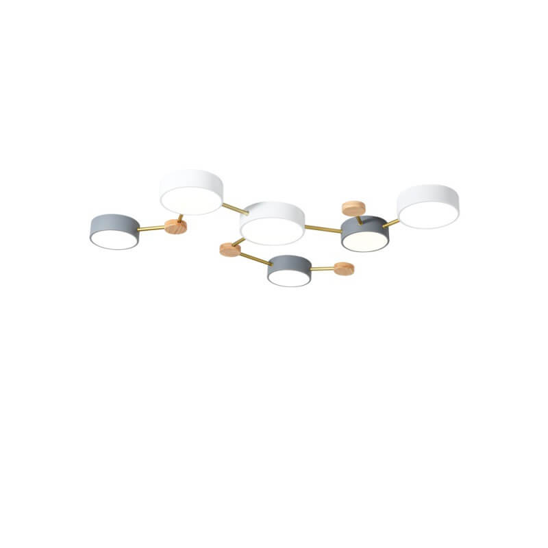Scandinavian Style Solid Wood Iron LED Multi Flush Mount Ceiling Lamp-Orizon Depot