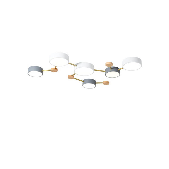 Scandinavian Style Solid Wood Iron LED Multi Flush Mount Ceiling Lamp-Orizon Depot