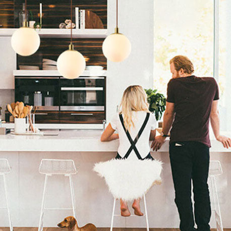 Nordic Modern Minimalist White Orb One-Light Pendant Lamp-Orizon Depot