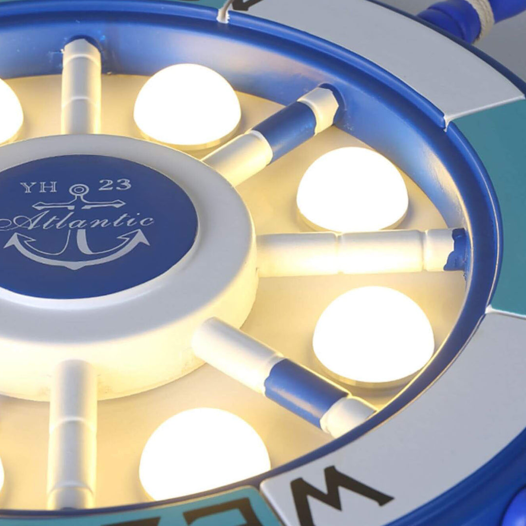 Modern Creative Cartoon Plastic Sailboat Helmsman LED Flush Mount Ceiling Lamp-Orizon Depot