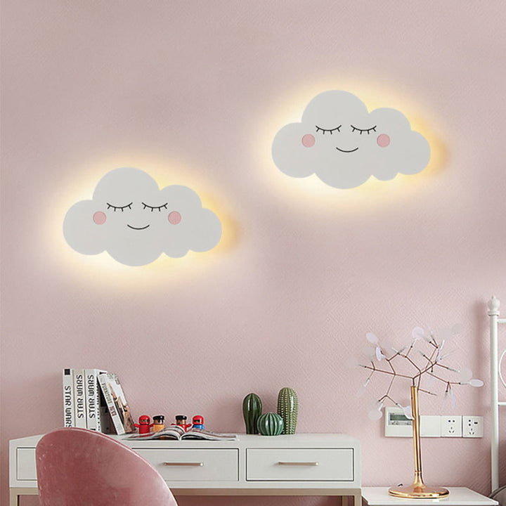 Contemporary Modern Creative Cartoon Smiley Cloud Iron Acrylic Shade LED Kids Wall Sconce Lamp-Orizon Depot