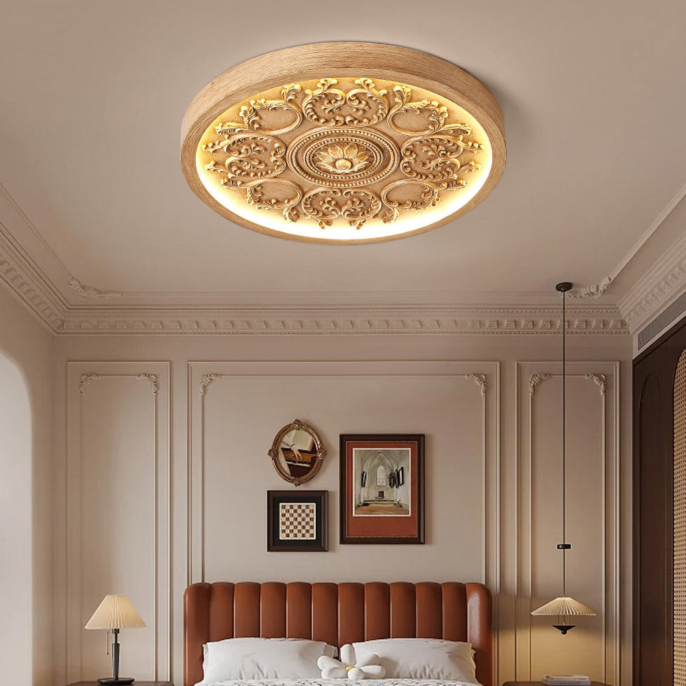 Modern Simplistic Carved Iron Resin Acrylic LED Flush Mount Ceiling Lamp For Bedroom-Orizon Depot