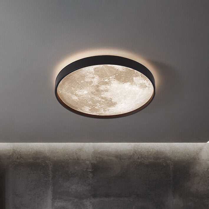 Nordic Minimalist Moon Shape Round LED Ceiling Lamp-Orizon Depot