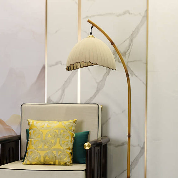 Retro Zen Simulation Bamboo Pole 1-Light Pedestal Standing Floor Lamp