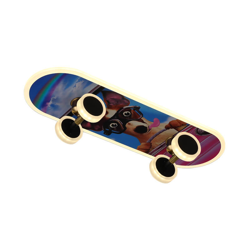 Modern Creative Cartoon Skateboard Acrylic LED Kids Flush Mount Ceiling Lamp-Orizon Depot