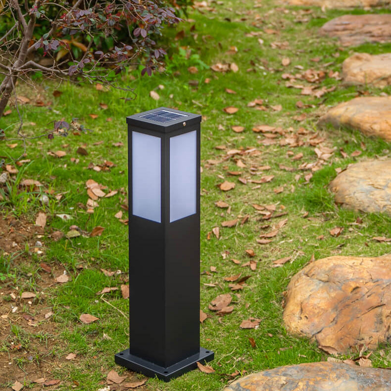 Modern Solar Square Column Outdoor Waterproof Lawn Path Lamp-Orizon Depot