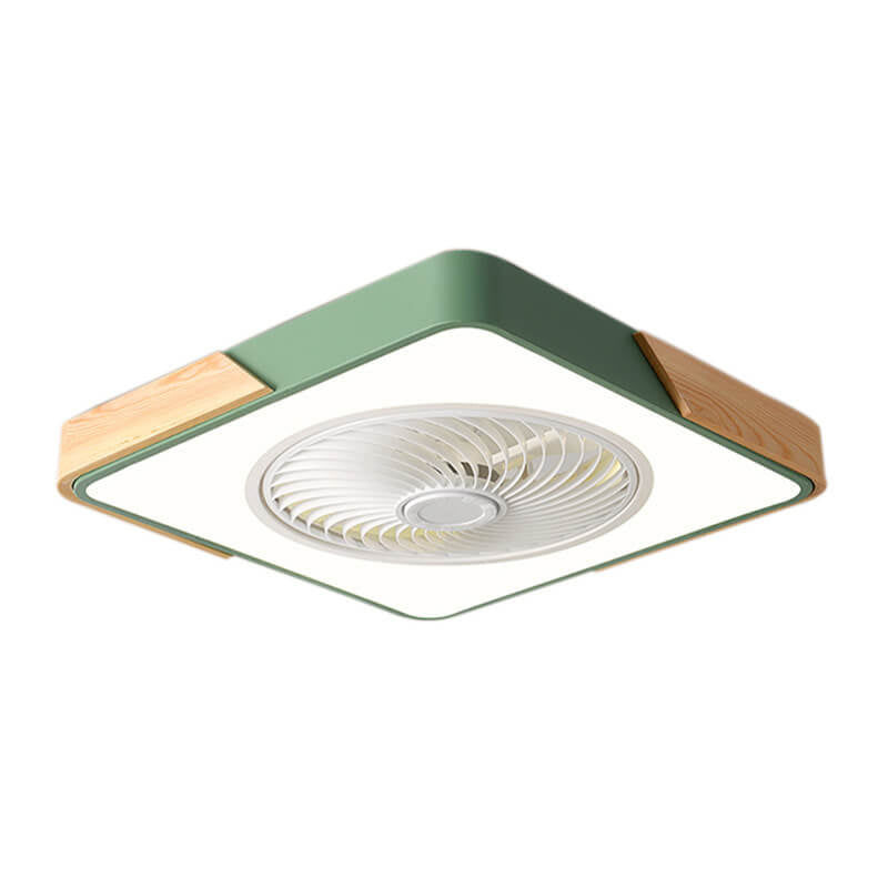 Nordic Minimalist Square Wood LED Ceiling Fan Light Fixture