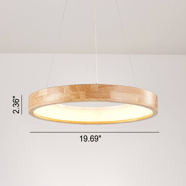 Japanese Minimalist Log Circle LED Island Chandelier for Modern Living-Orizon Depot