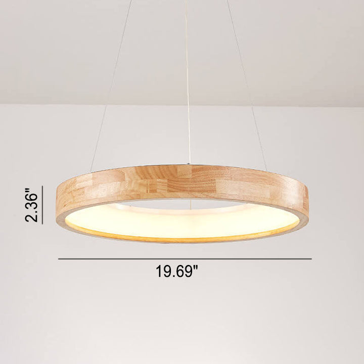 Japanese Minimalist Log Circle LED Island Chandelier for Modern Living-Orizon Depot