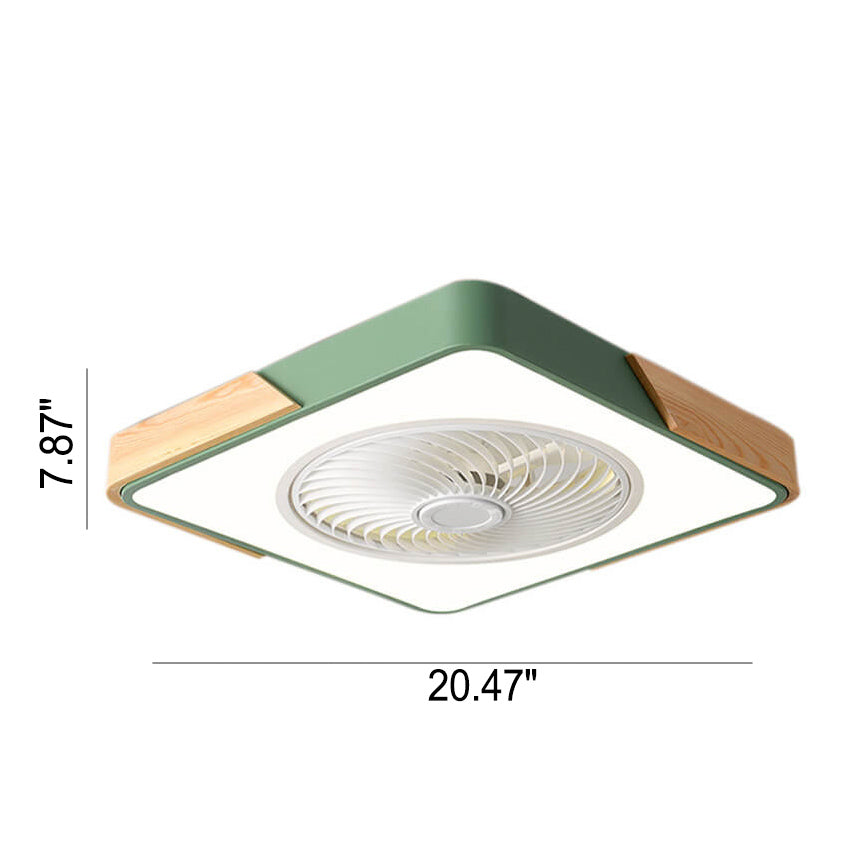 Nordic Minimalist Square Wood LED Ceiling Fan Light Fixture