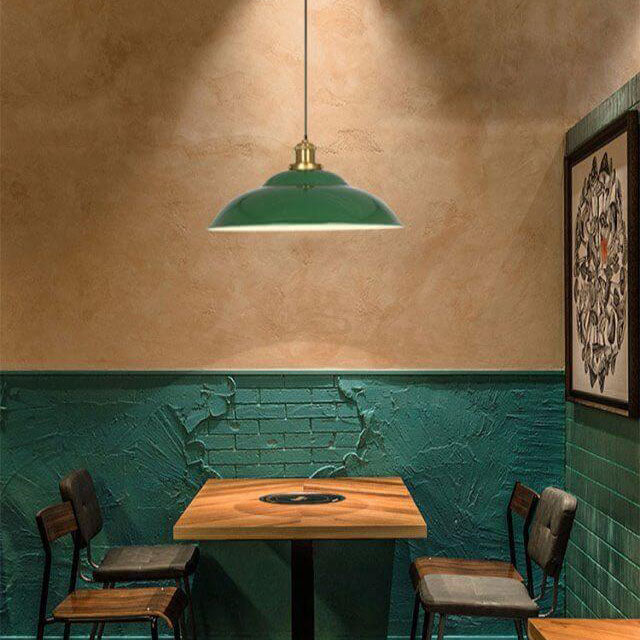 Industrial Vintage Green Iron Dome Pendant Light-Orizon Depot
