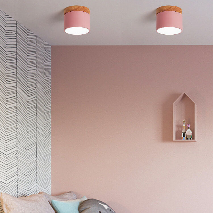 Scandinavian Minimalist Solid Color Log LED Flush Mount Ceiling Lamp-Orizon Depot