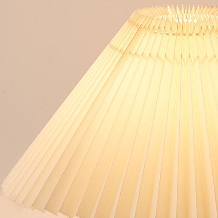 Japanese Minimalist Vintage Table Lamp Pleated Fabric and Wooden LED Light