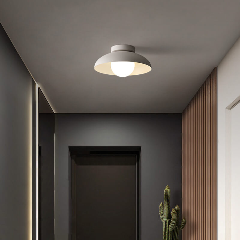 Japanese Wabi-Sabi Iron Glass 1-Light Semi-Flush Mount Lamp