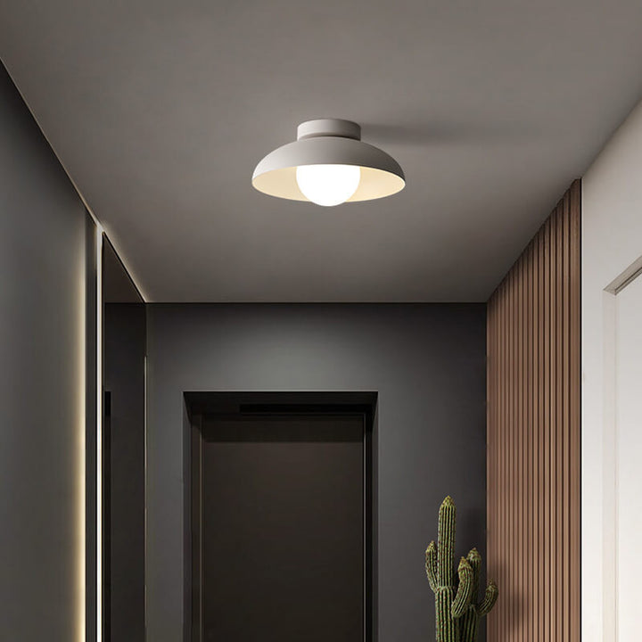 Japanese Wabi-Sabi Iron Glass 1-Light Semi-Flush Mount Lamp-Orizon Depot