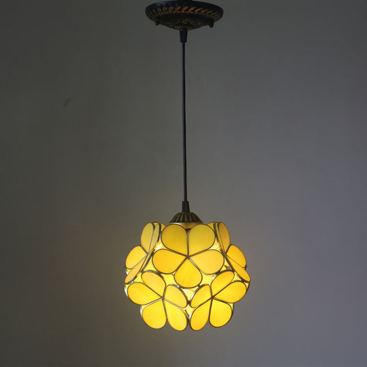 Vintage Stained Glass Flower Pendant Light-Orizon Depot