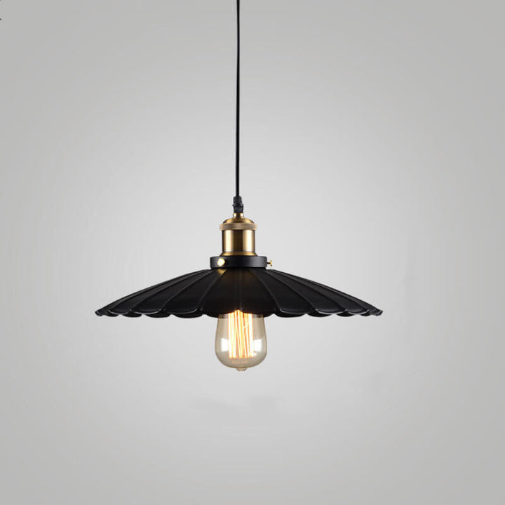 Vintage Industrial Iron Scalloped Shade Shape 1-Light Pendant Lamp-Orizon Depot
