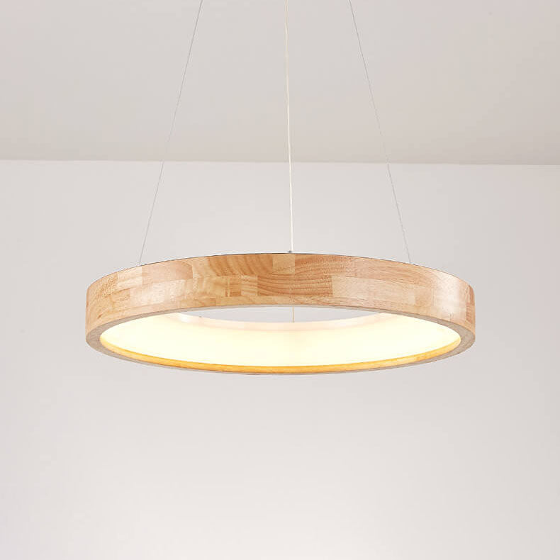 Japanese Minimalist Log Circle LED Island Chandelier for Modern Living-Orizon Depot