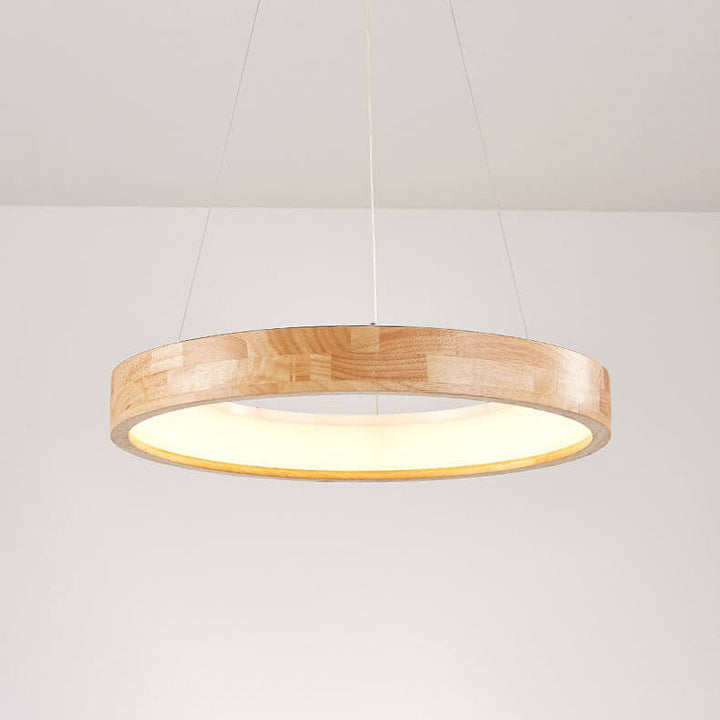 Japanese Minimalist Log Circle LED Island Chandelier for Modern Living-Orizon Depot