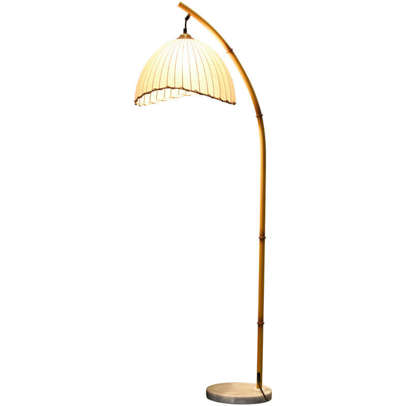 Retro Zen Simulation Bamboo Pole 1-Light Pedestal Standing Floor Lamp