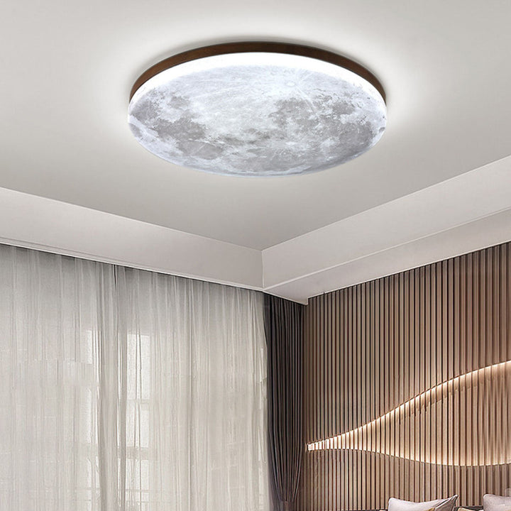 Nordic Minimalist Round Moon Design LED Flush Mount Ceiling Lamp-Orizon Depot