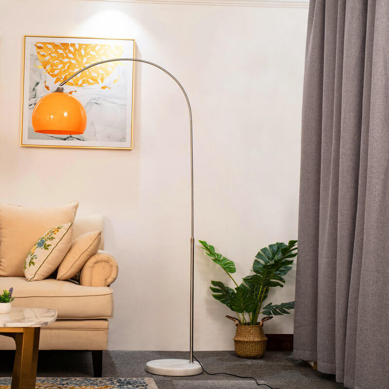 Modern Globe Floor Lamp with Acrylic Shade 1-Light Fishing Rod Base