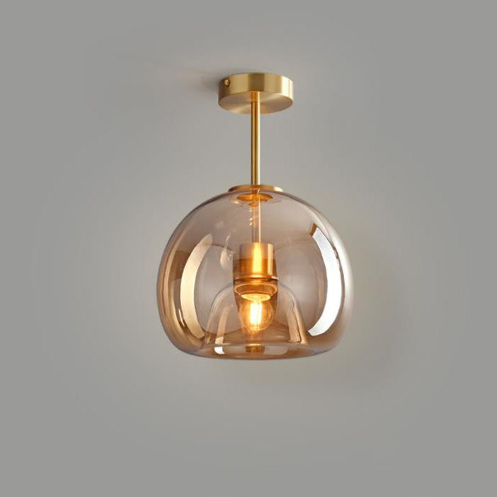 Nordic Light Luxury Round Glass Ball 1-Light Semi-Flush Mount Ceiling Lamp-Orizon Depot