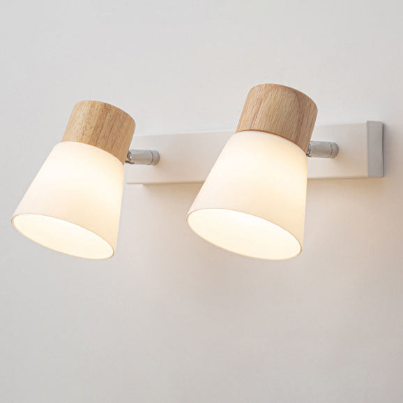 Modern Minimalist Horn Design Rubber Wood Iron Glass Vanity Wall Sconce Multi Light-Orizon Depot
