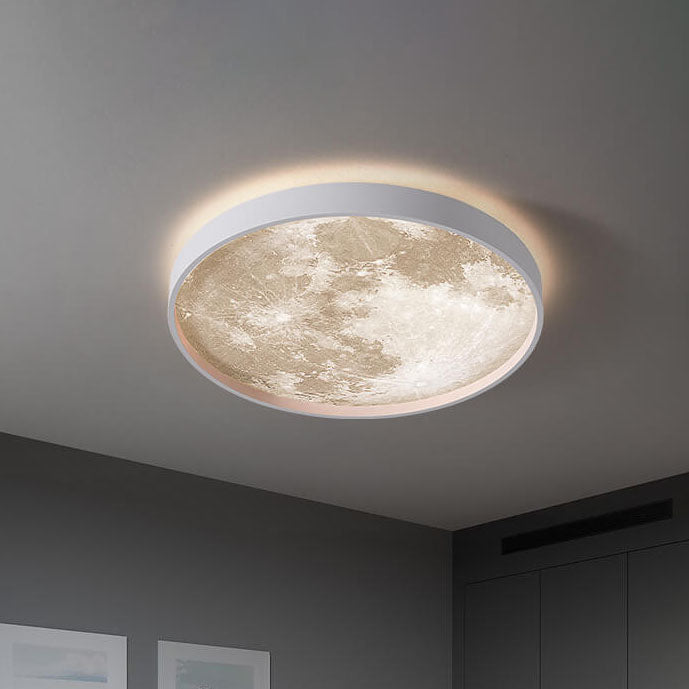 Nordic Minimalist Moon Shape Round LED Ceiling Lamp-Orizon Depot