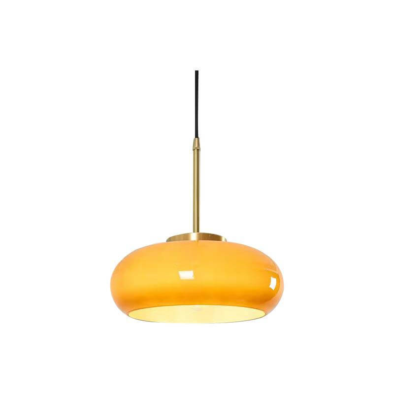 Modern Retro Round Solid Colorful Glass Electroplated Copper 1-Light Pendant Lamp Flush Mount Light-Orizon Depot