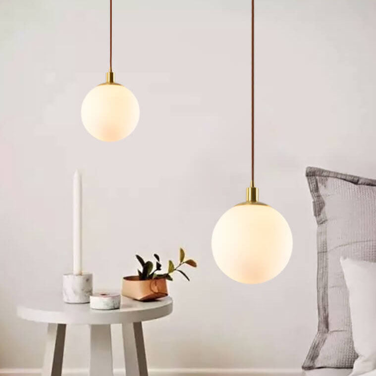 Nordic Modern Minimalist White Orb One-Light Pendant Lamp-Orizon Depot