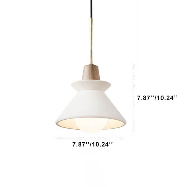 Nordic Minimalist White Cement Tapered Pendant Lamp-Orizon Depot