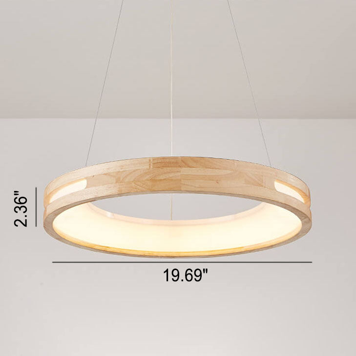 Japanese Minimalist Log Circle LED Island Chandelier for Modern Living-Orizon Depot