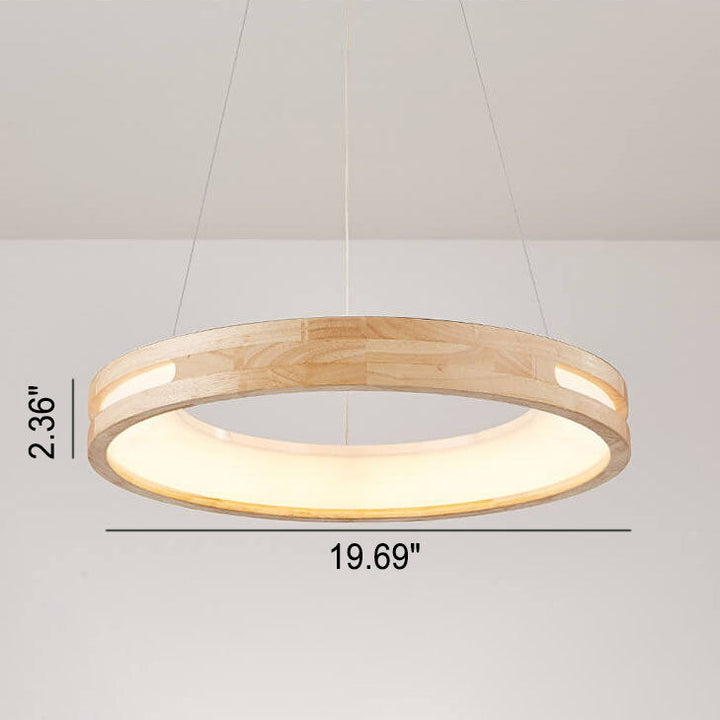Japanese Minimalist Log Circle LED Island Chandelier for Modern Living-Orizon Depot